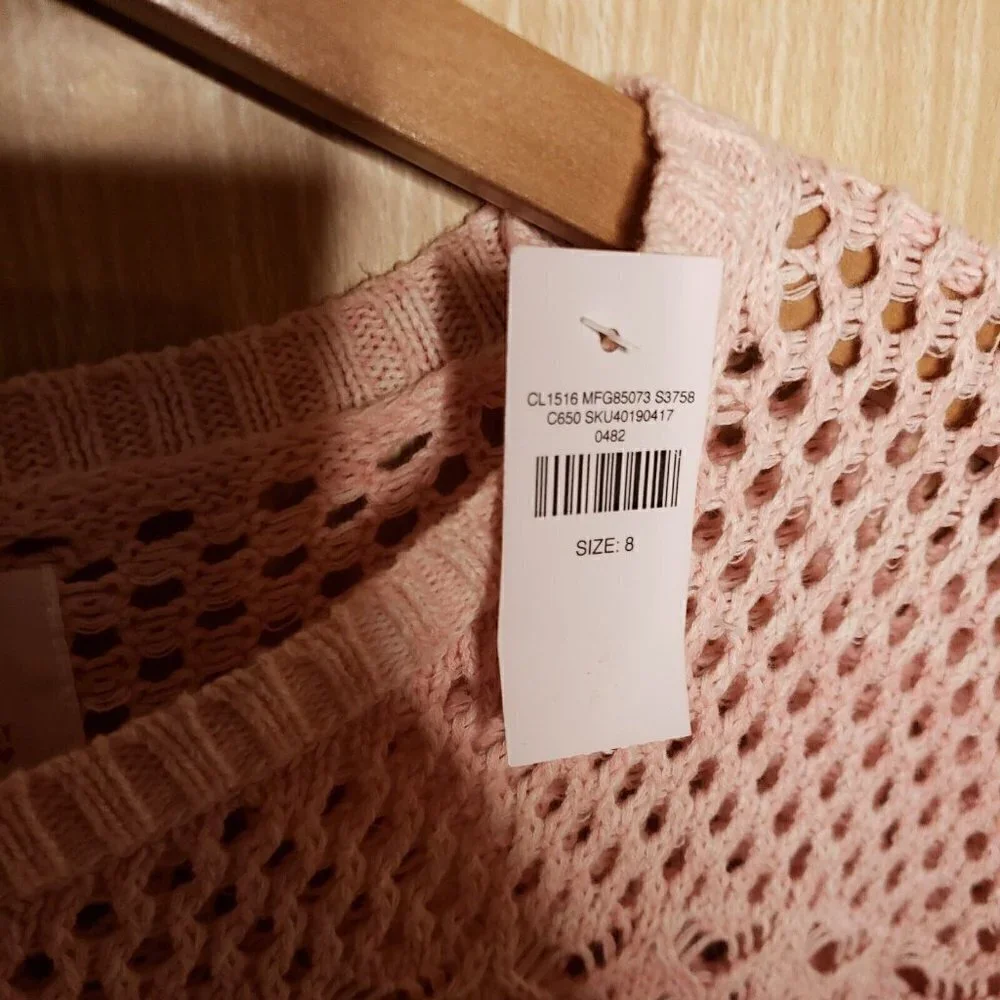 Justice Girls New Pink Ombre Open Knit Sweater 8